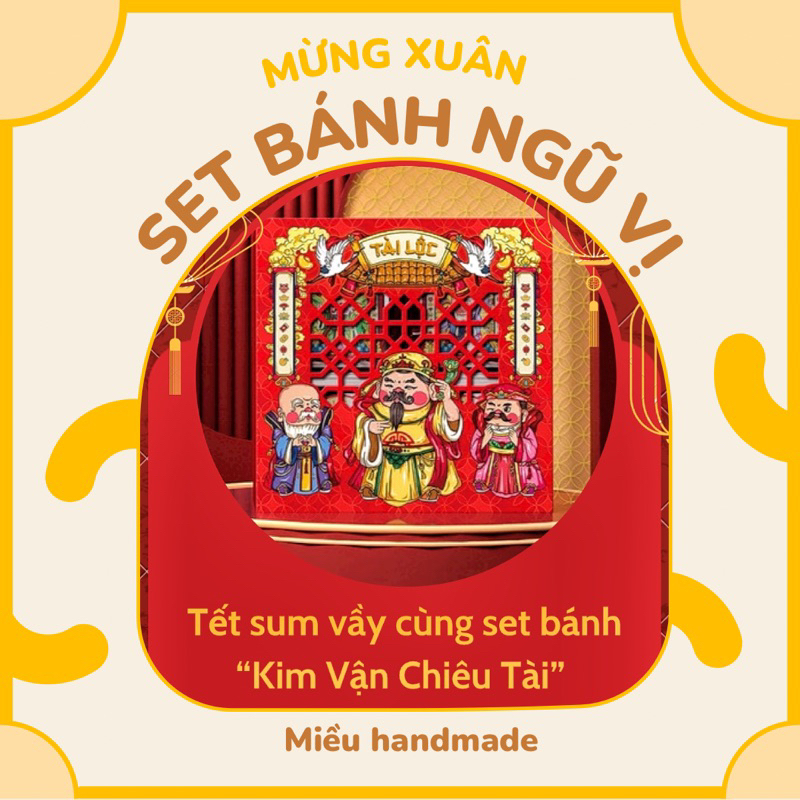 Bộ quà biếu tặng với 6 loại bánh kẹo handmade set quà tết hộp quà tết