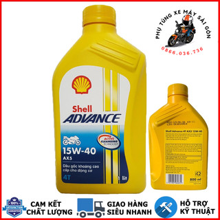 Nhớt shell advance ax5 15w40 dành cho xe số, shell vàng 15w40