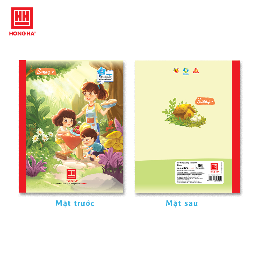 Vở Hồng Hà 4 ô ly 96 trang dày 80gsm - Tập Hồng Hà 96 trang 4 ô ly vuông định lượng 80gsm