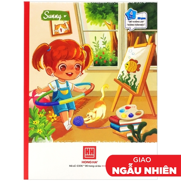 Vở Hồng Hà 4 ô ly 96 trang dày 80gsm - Tập Hồng Hà 96 trang 4 ô ly vuông định lượng 80gsm