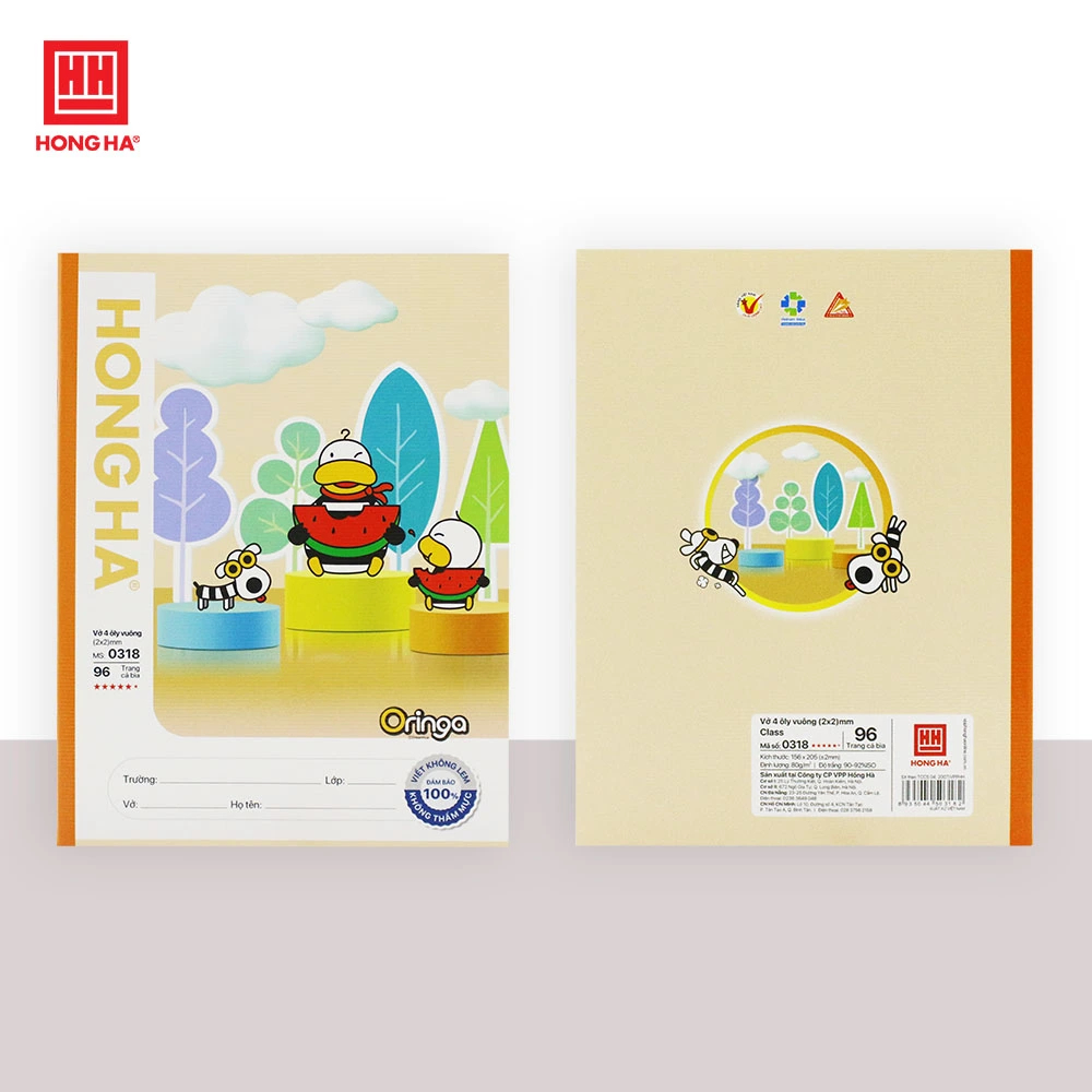 Vở Hồng Hà 4 ô ly 96 trang dày 80gsm - Tập Hồng Hà 96 trang 4 ô ly vuông định lượng 80gsm