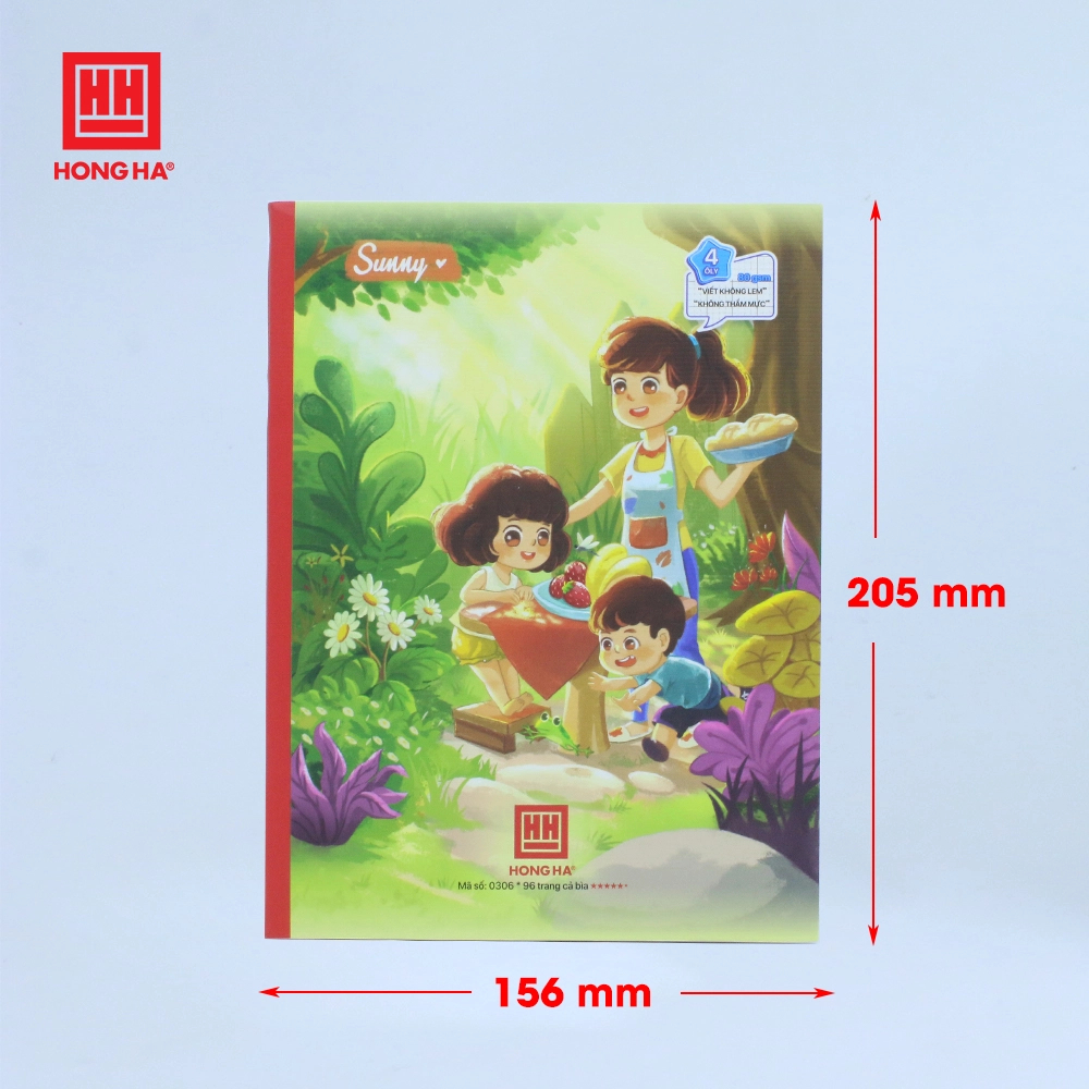Vở Hồng Hà 4 ô ly 96 trang dày 80gsm - Tập Hồng Hà 96 trang 4 ô ly vuông định lượng 80gsm