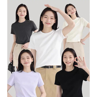 Áo thun croptop Dessuu mềm mát, áo croptop ngắn tay cổ tròn