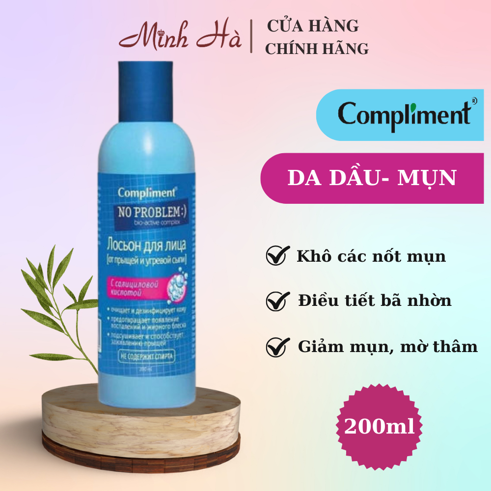 Nước hoa hồng Compliment No Problem 200ml giúp làm sạch da và giảm mụn