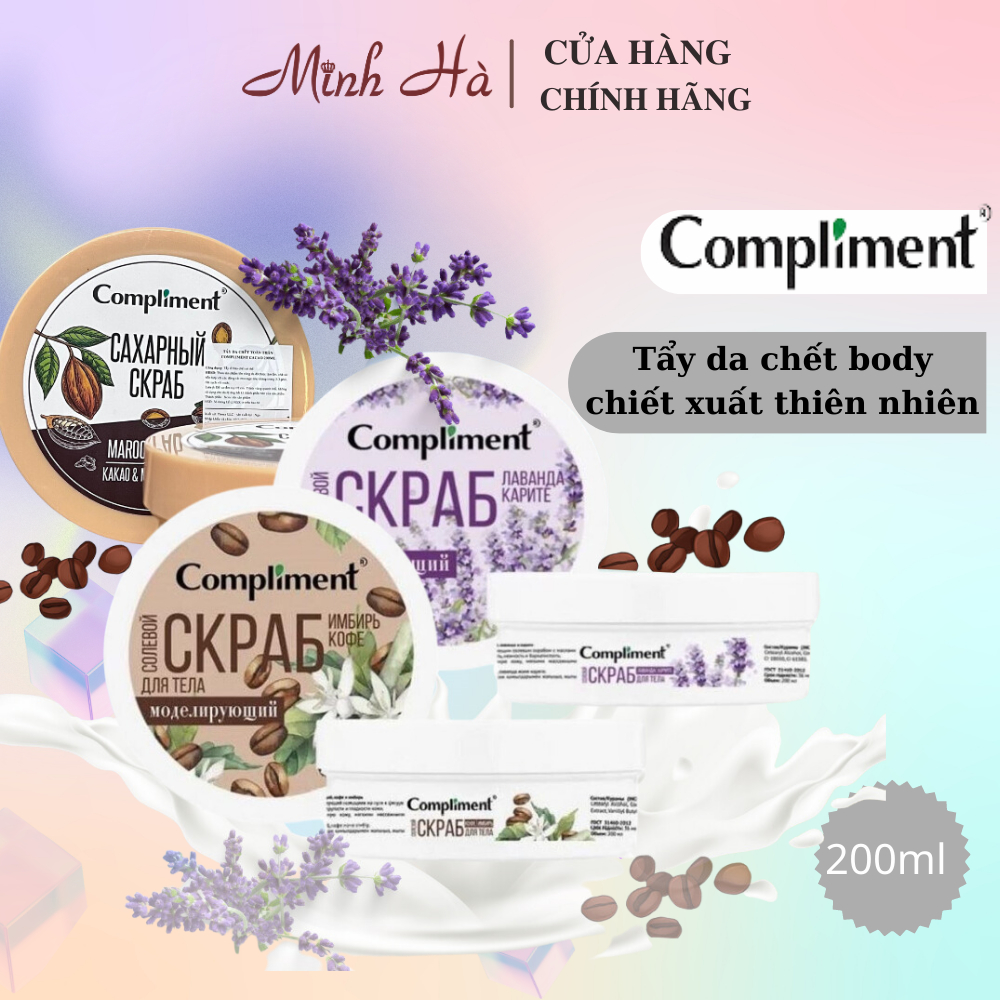 Tẩy da chết body Compliment 200ml chiết xuất thiên nhiên làm sạch cơ thể, giảm mùi hiệu quả