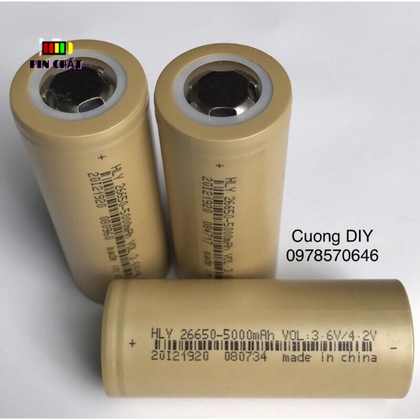 Pin Li-ion 26650 - 5000mAh dung lượng cao xả 5C.