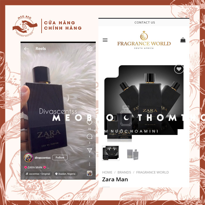 🐈𝒎𝒆𝒐𝒃𝒆𝒐𝒕𝒉𝒐𝒎𝒕𝒉𝒐🐈 5.10ml Nước hoa chiết nam nữ thơm lâu Zara Man