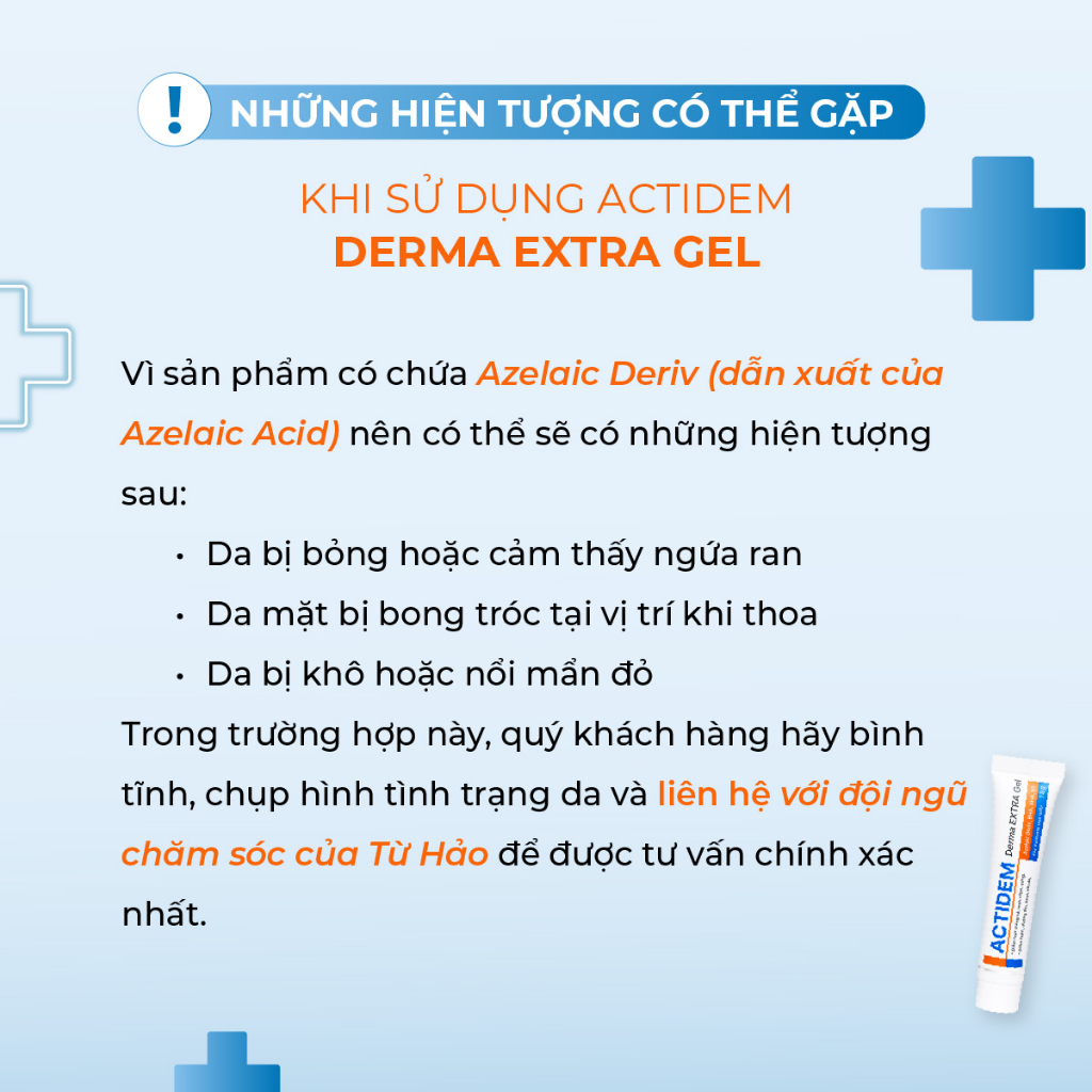 Gel giảm mụn Actidem Derma Gel dưỡng ẩm, giảm thâm 15/40 gram