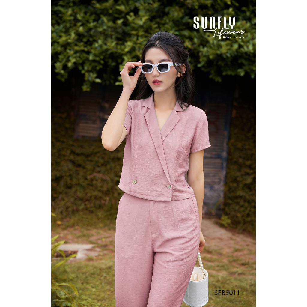 SFB3011 BỘ LINEN TƯNG CỔ 2 VE ÁO CỘC QUẦN BAGGY