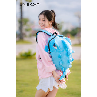 Balo khủng long - Balo đựng được laptop VẢI NHUNG 2 LỚP - MÀU XANH DƯƠNG