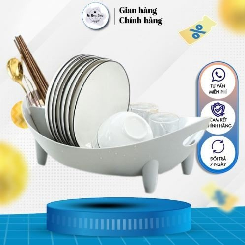Khay úp chén đĩa kèm ống đũa gọn gàng tiện lợi hình chiếc thuyền