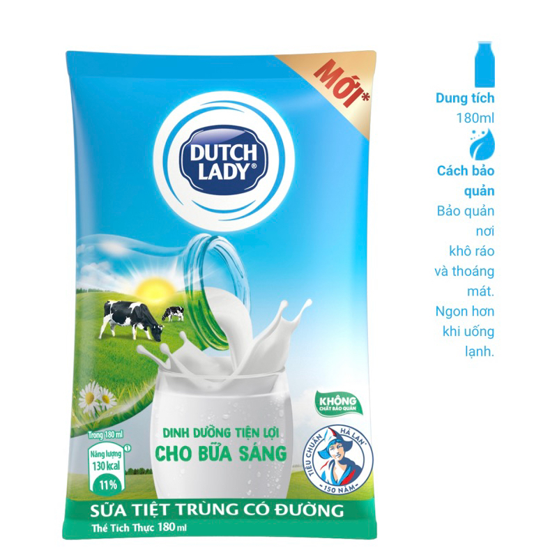 Sữa bịch Cô Gái Hà Lan Có Đường 180ml