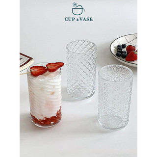 Ly Thủy Tinh Uống Nước CUP & VASE 3 Kiểu Họa Tiết Phong Cách Hàn Quốc LY045