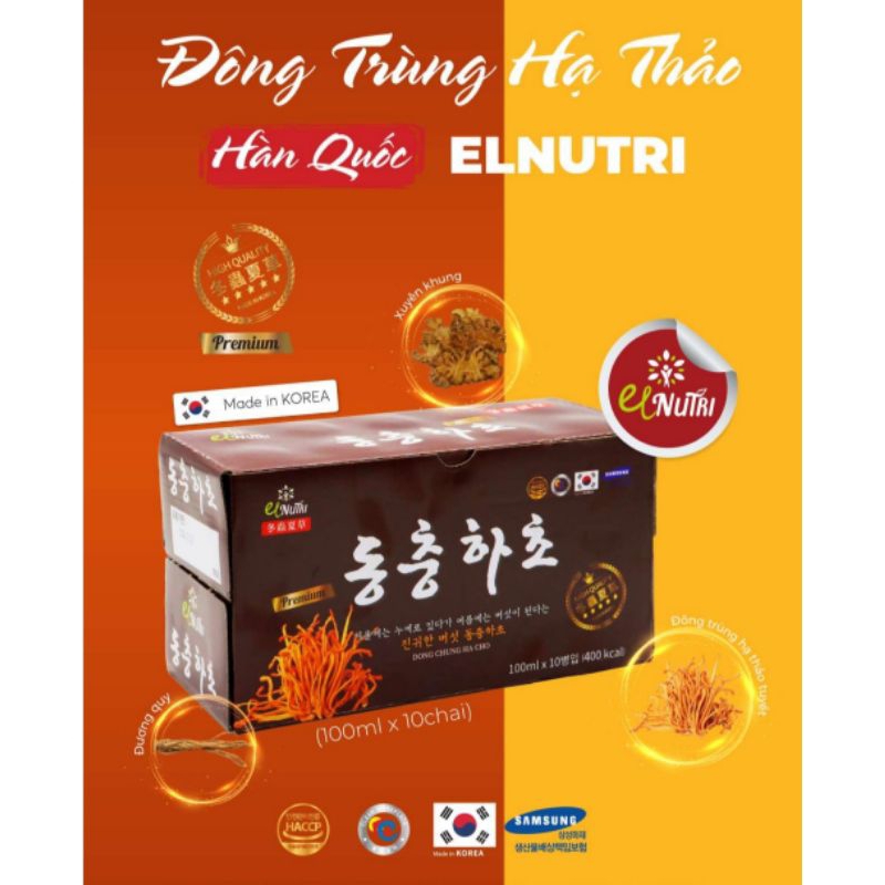 Đông Trùng Hạ Thảo Hàn Quốc ELNUTRI bộ 10 chai 100 ml