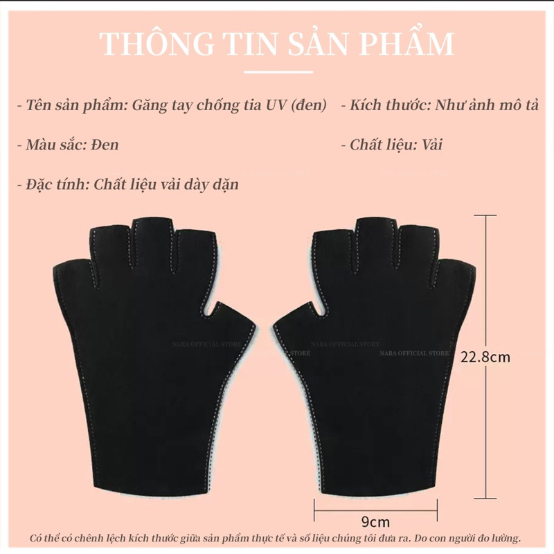 Găng Tay Vải Chống UV Làm Nail - Găng Tay Đen Chống Tia UV Chuyên Dụng Nail