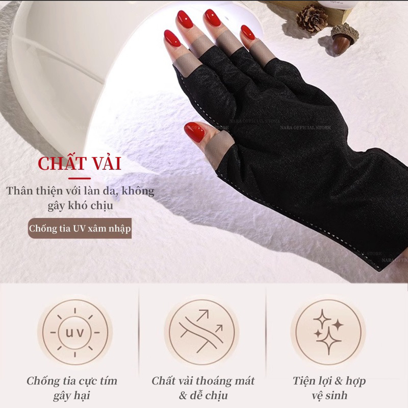 Găng Tay Vải Chống UV Làm Nail - Găng Tay Đen Chống Tia UV Chuyên Dụng Nail