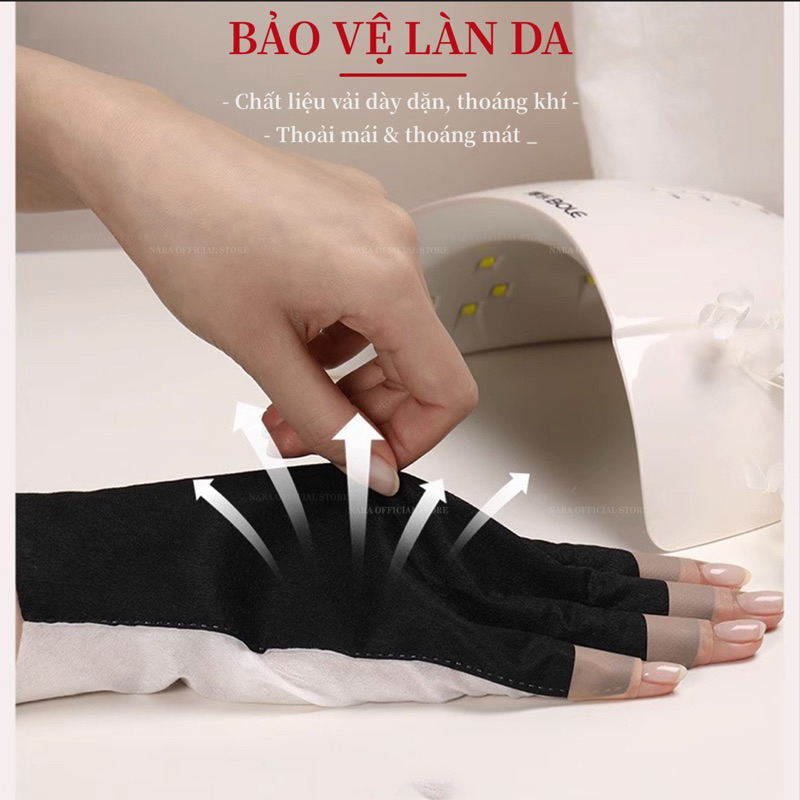 Găng Tay Vải Chống UV Làm Nail - Găng Tay Đen Chống Tia UV Chuyên Dụng Nail