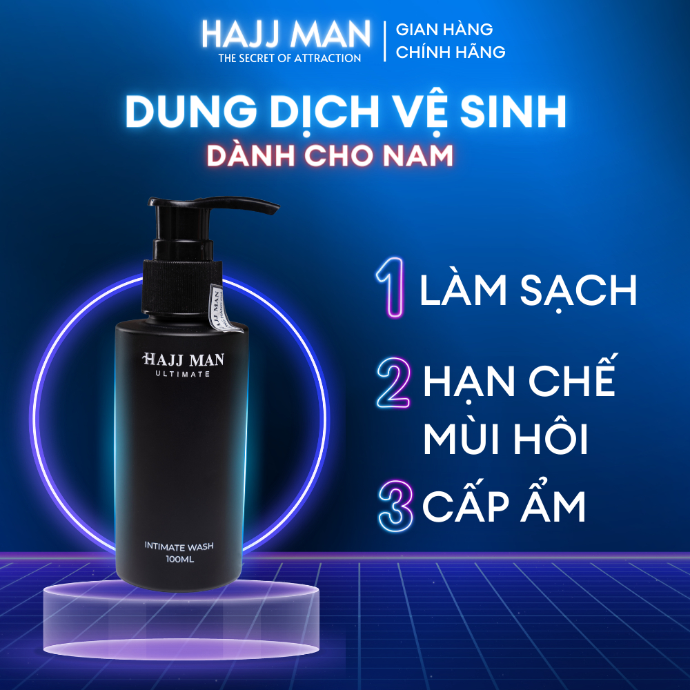 Dung dịch vệ sinh nam HAJJ MAN, hương bạc hà ultimate 100ml