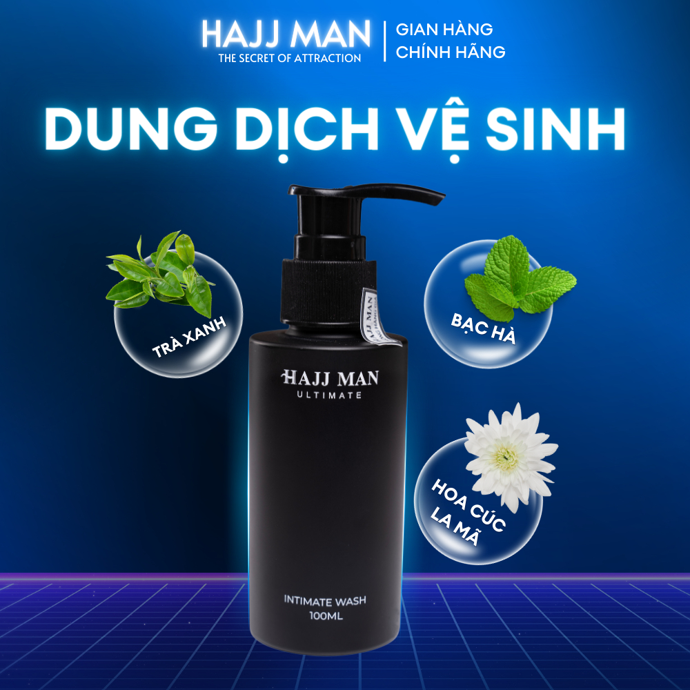 Dung dịch vệ sinh nam HAJJ MAN, hương bạc hà ultimate 100ml