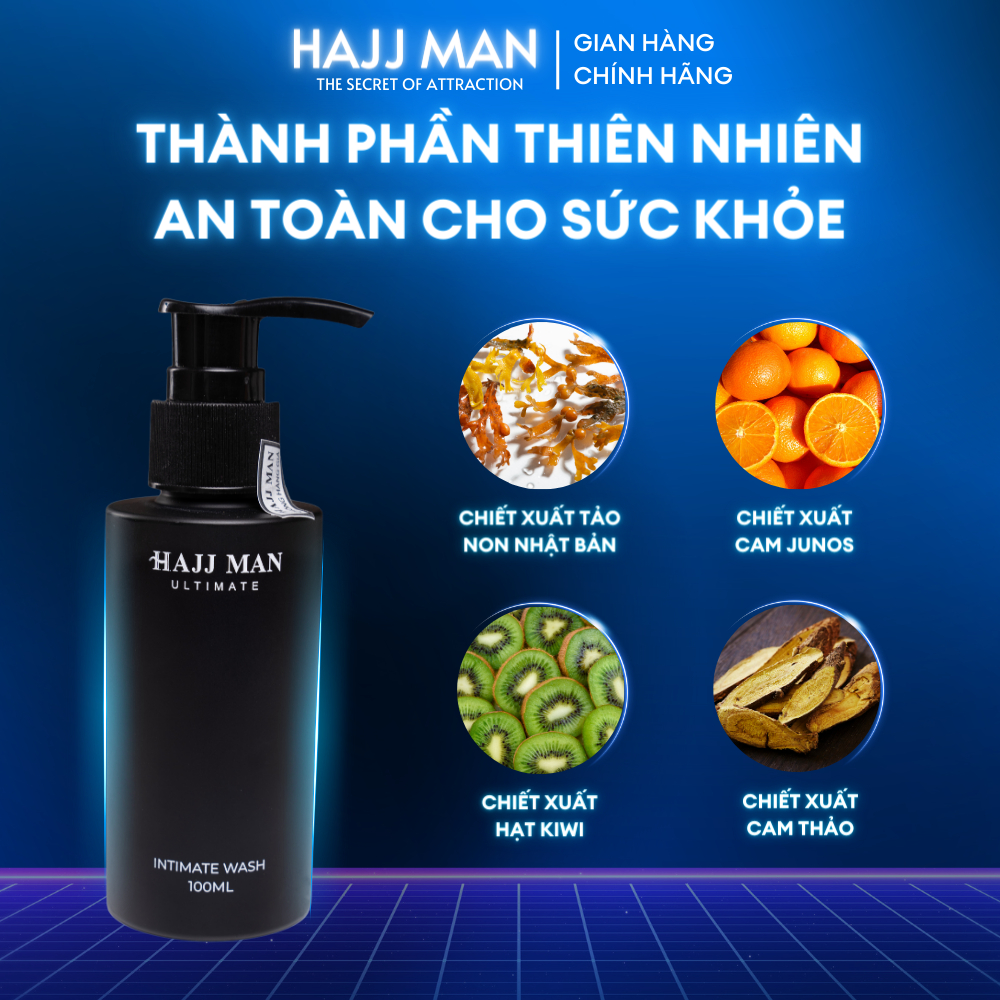 Dung dịch vệ sinh nam HAJJ MAN, hương bạc hà ultimate 100ml