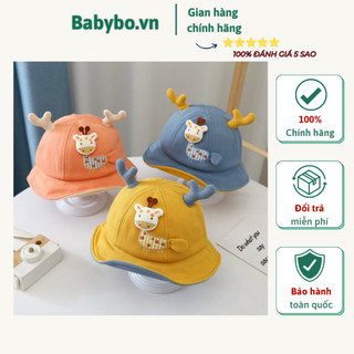Mũ chống nắng vành tròn hình hươu họa tiết nổi đáng yêu cho bé