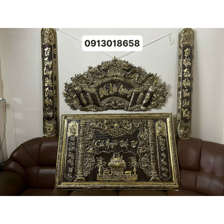 Cuốn thư Cửu Huyền thất tổ bằng đồng nguyên chất màu giả cổ hoành phi câu đối cuốn thư thờ bằng đông