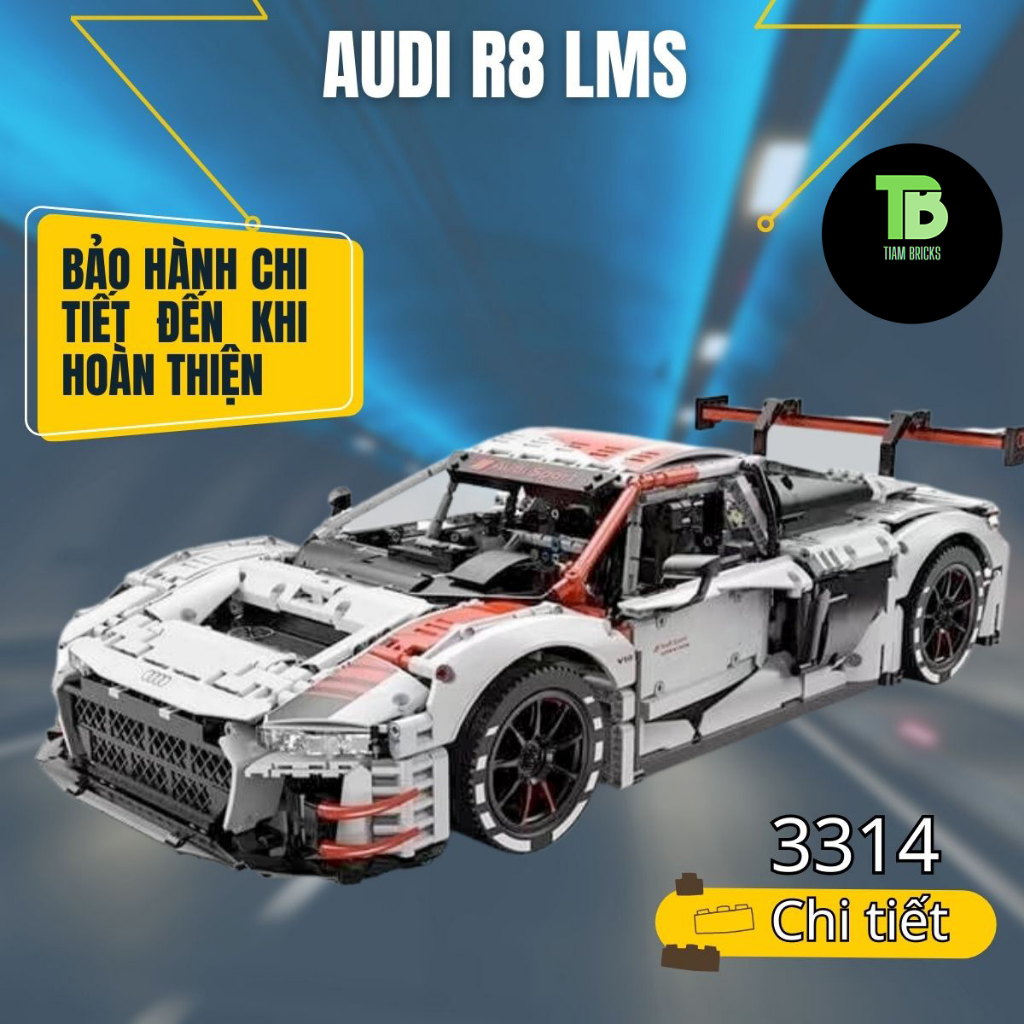 Mô hình lắp ráp siêu xe technic Audi R8 LMS GT3 tỉ lệ 1:8 3314 chi tiết mảnh ghép