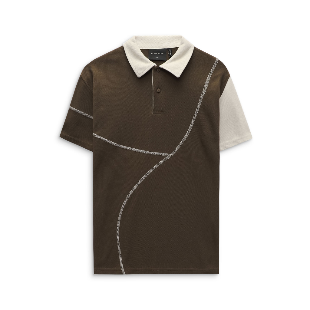 Áo Polo Nam Onesleeve Mix Brown, Chất Vải Thun TC 2 Chiều Thoải Mái, PL0070, SOMEHOW
