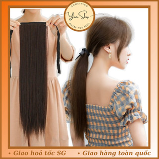 Đuôi tóc cột thẳng dài ngang ngực chất tơ nhật giống tóc thật dạng cột dễ sử dụng
