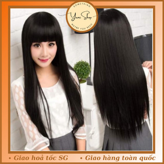 Tóc giả đội nguyên đầu kiểu thẳng mái ngố xinh xắn đáng yêu cưng muốn xĩu tặng lưới trùm tóc