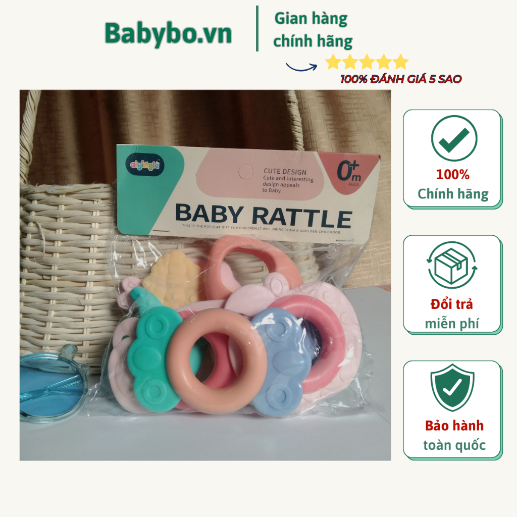 Bộ đồ chơi xúc xắc gặm nướu 2 trong 1 cao cấp 7 món Baby Rattles cho bé