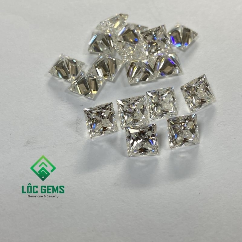 Kim cương Moissanite Hình Vuông  nước D/FL - Giấy kiểm định GRA - Hàng Mỹ USA