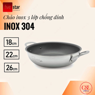 Chảo chống dính inox 3 lớp Fivestar 18/22/26 2 quai