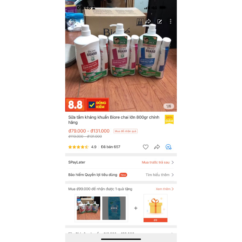 ❌Sỉ Sữa tắm kháng khuẩn Biore Guard 800gr Kao VN