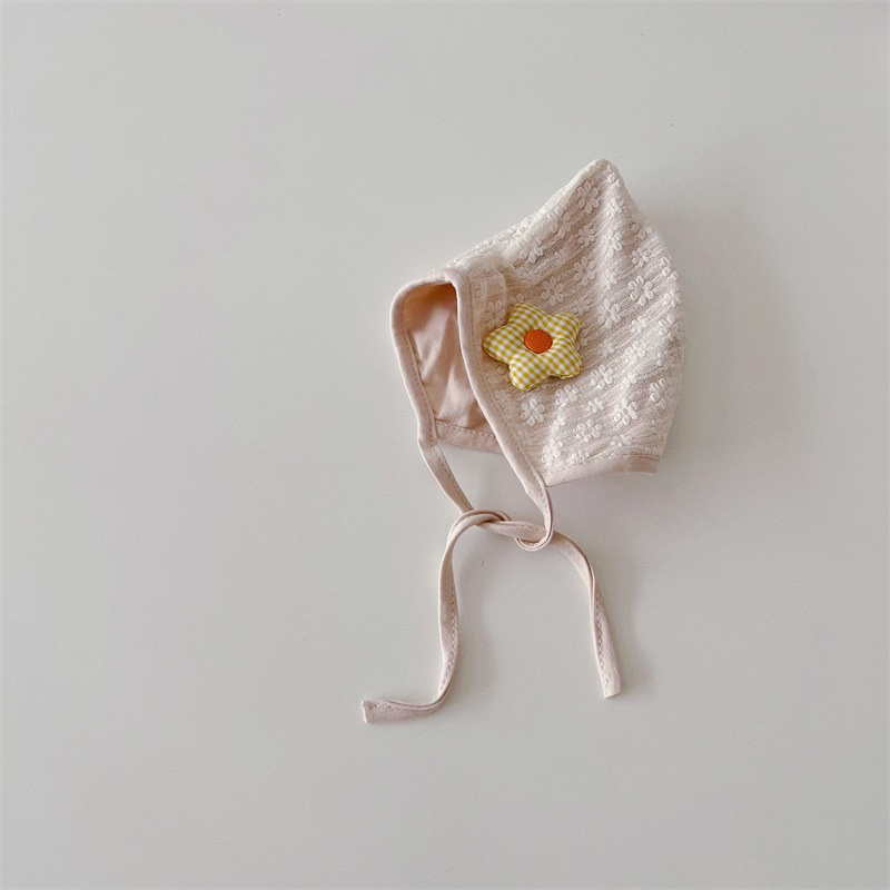 Mũ trùm cotton đính hoa cho bé gái