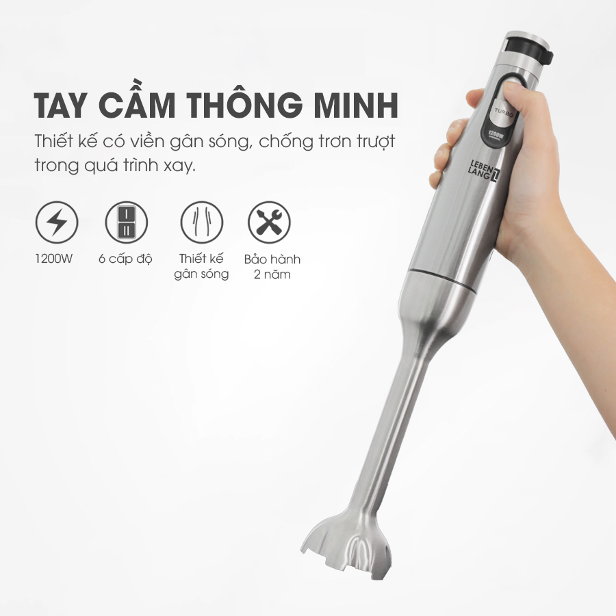 Máy xay sinh tố cầm tay đa năng Lebenlang LBL4783, công suất 1200W, bảo hành 2 năm – hàng chính hãng