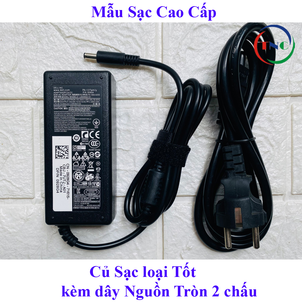 Sạc Laptop Dell 19.5V – 3.34A chân kim nhỏ ZIN Adapter Dell 3567 3568 5568 3558 3458 3559 5558 5559