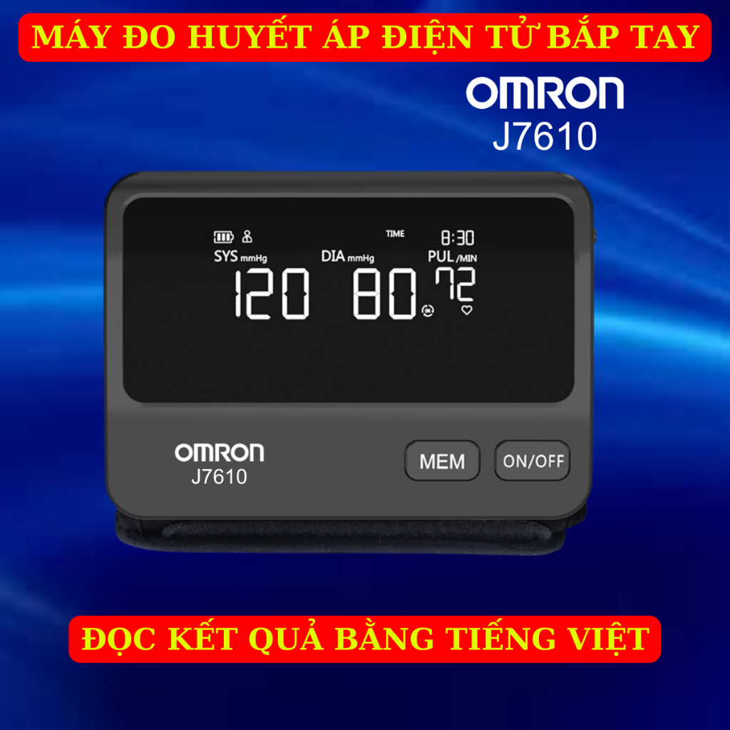 Máy đo huyết áp omron J7610 đọc kết quả bằng tiếng việt tặng cáp sạc USB