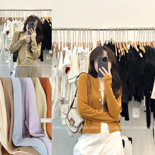 Áo Len Cardigan Mongtoghi Pastel Mỏng Cúc Cài Cổ Tròn Xinh Xắn