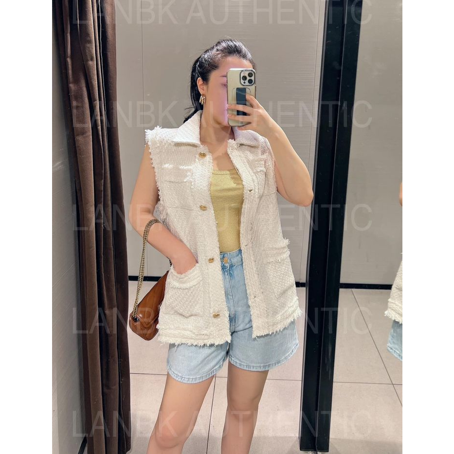 Áo Tweed zara xuất xịn trắng sang chảnh