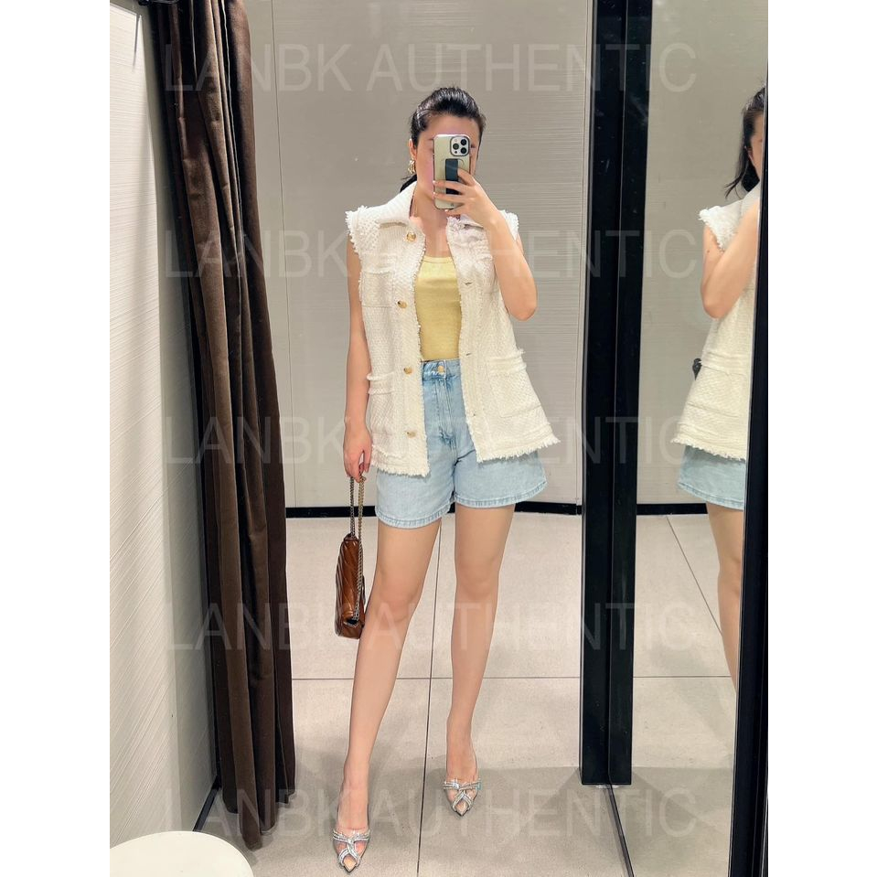 Áo Tweed zara xuất xịn trắng sang chảnh