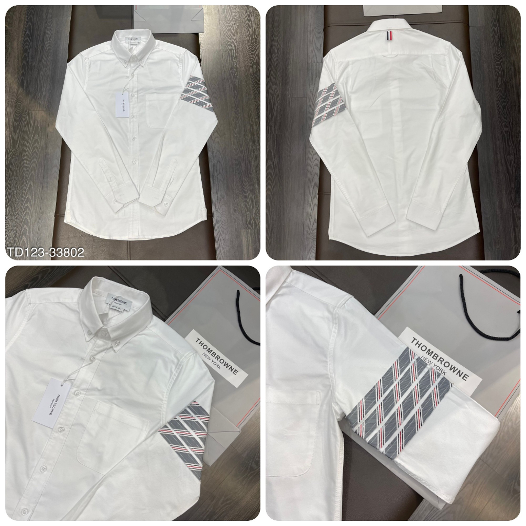 Áo Sơ Mi Nam Thom Browne Chất Vải Trơn Cao Cấp Họa Tiết Kẻ Sọc Tay Áo Siêu Đẹp