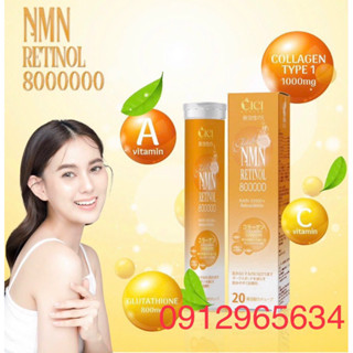 Viên sủi Glutathione NMN Retinol Collagen 800000 trắng da giảm nám nâng tông giúp da mịn màng chống oxy hoá 20 viên