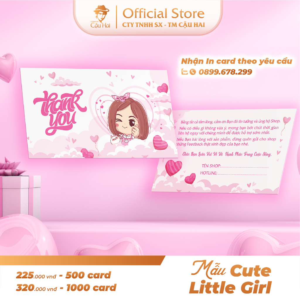 CARD CẢM ƠN, CARD THANK YOU GIẤY C300 ĐIỀN TÊN + SDT SHOP