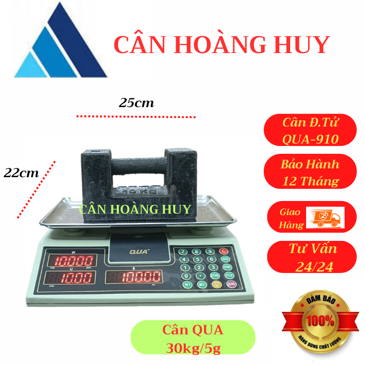 Cân điện tử tính tiền QUA-910-30kg/0,5g bán hàng tạp hóa,siêu thị. CÂN HOÀNG HUY