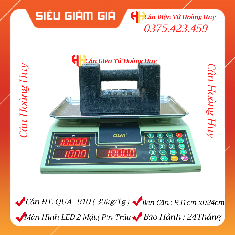 Cân điện tử tính tiền QUA-910-30kg/0,5g bán hàng tạp hóa,siêu thị. CÂN HOÀNG HUY