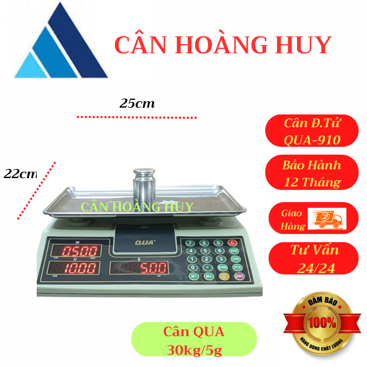 Cân điện tử tính tiền QUA-910-30kg/0,5g bán hàng tạp hóa,siêu thị. CÂN HOÀNG HUY