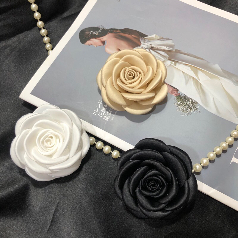 Tag Hoa Trà Lớn Kiểu Cài Áo Hoa Có Ghim, Trâm Cài Handmade
