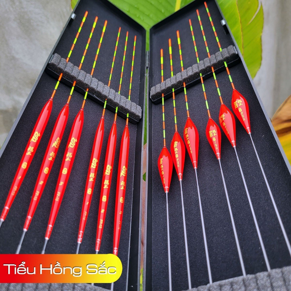 Bộ phao câu cá Tiểu Hồng Sắc. Hộp 12 quả chuyên câu rô, câu chép. Hoàng Nam Fishing