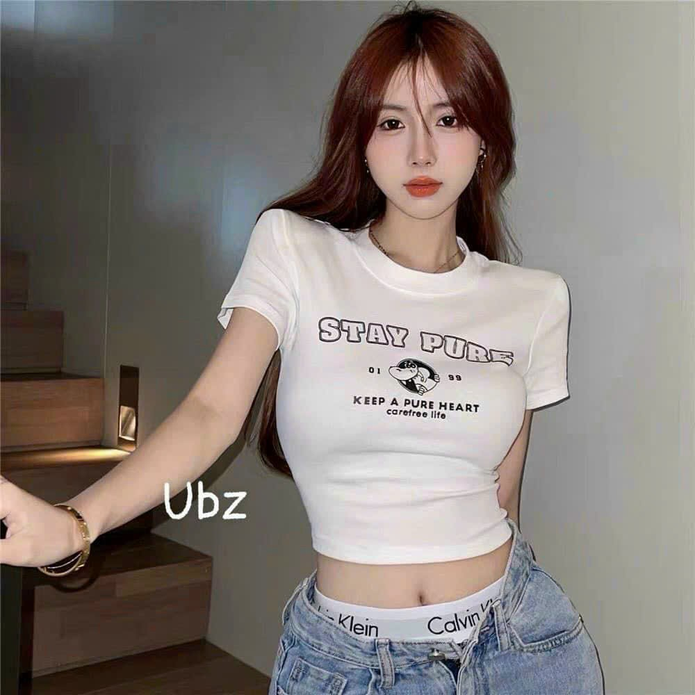 Áo crotop nữ chất bo zip STAY PURE basic kiểu dáng Hàn Quốc